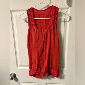 Lululemon Red Sleeveless Top with Ruffle Details